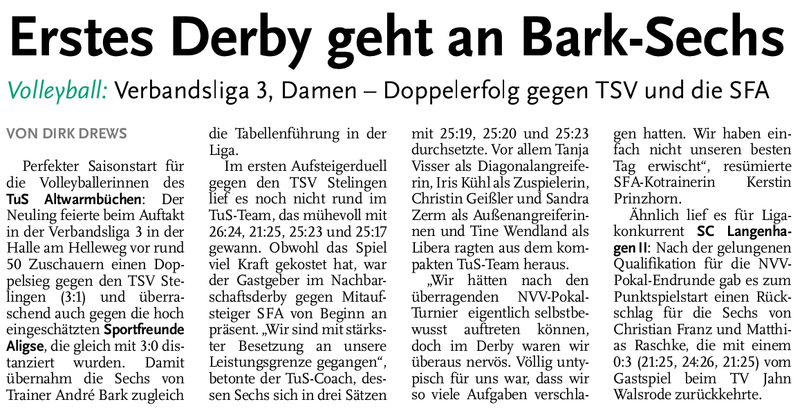 Erstes Derby geht an Bark-Sechs