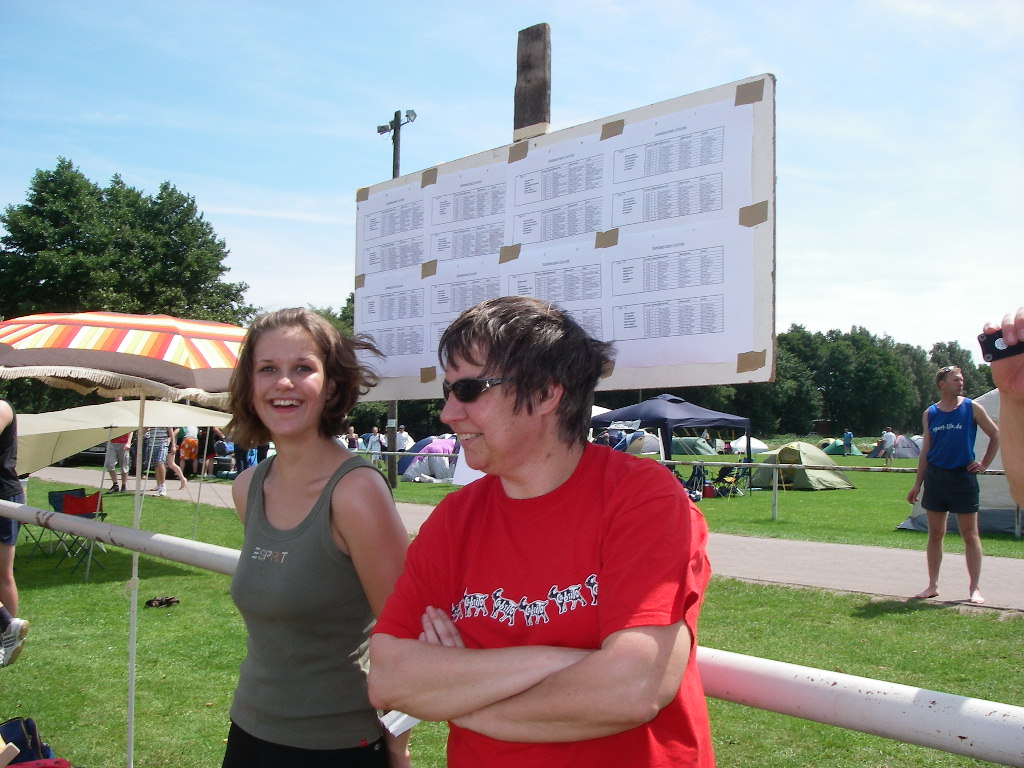 Vani und Silvia vorm Turnier am Spielplan