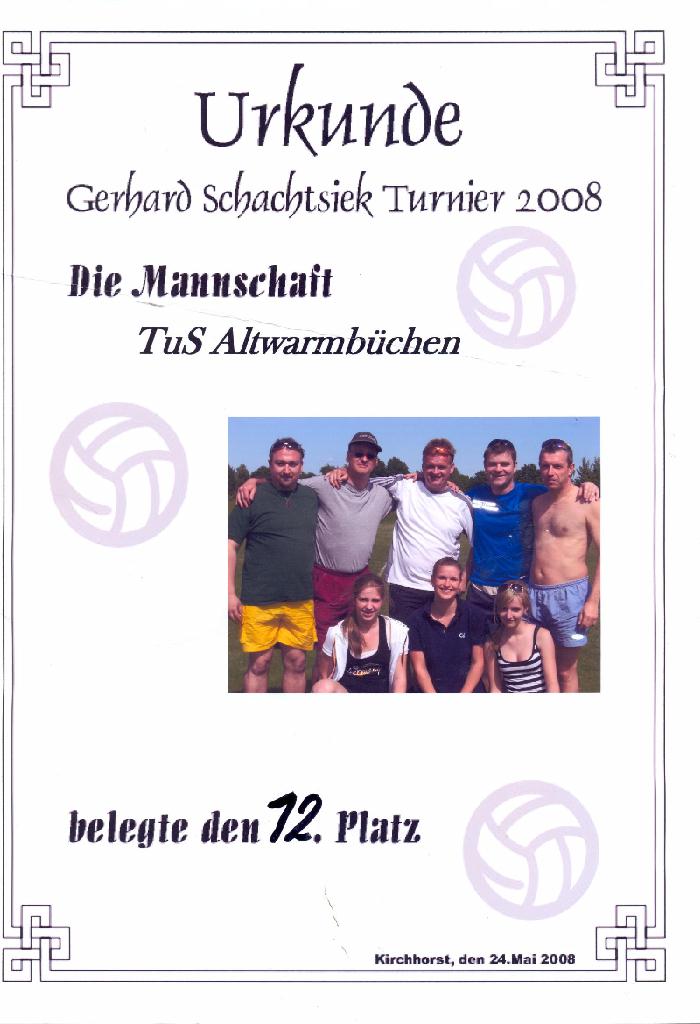 unsere Siegerurkunde mit: Ralle, Chrissi, Jana, Ralf, Vani, Didi, Nadine und Micha