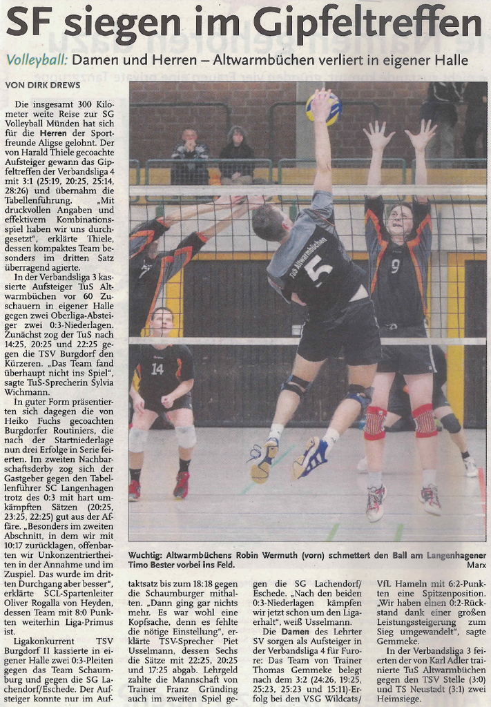 Altwarmbüchen verliert in eigener Halle