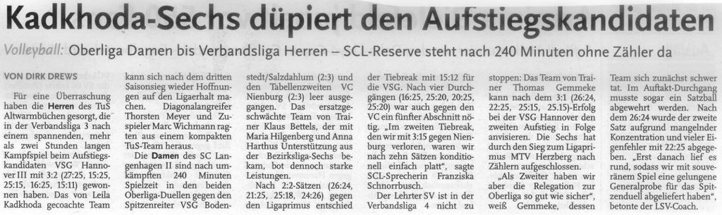 Kadkhoda-Sechs düpiert den Aufstiegskandidaten